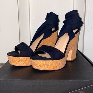 Shoedazzle Platform Ankle Wrap Heels